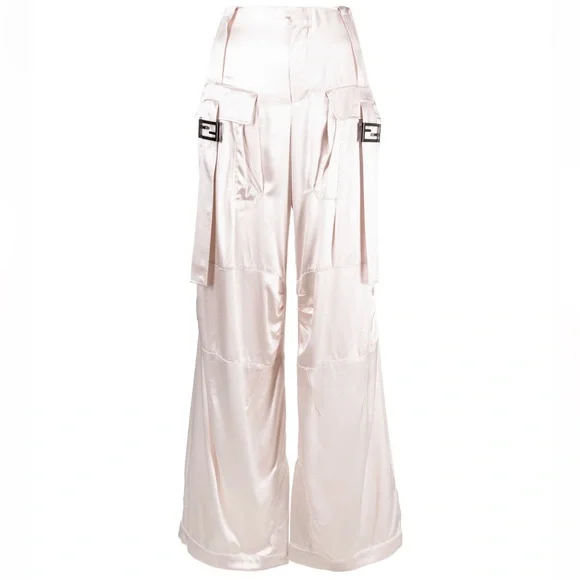 Fendi FF Baguette Buckle Embellished Satin Cargo Pants - Picture 6 of 13